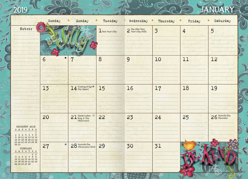 Colour my world 2019 monthly pocket planner by lang free postage