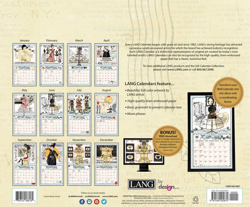 She Who Sews 2019 Wall Calendar by Lang, Postage Included eBay