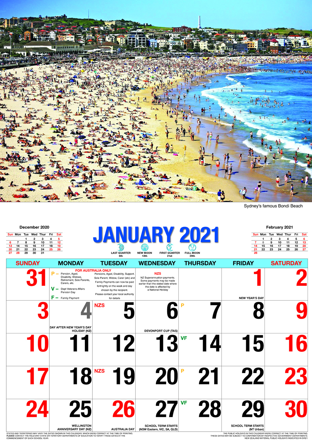 2021 Calendar Sydney Big Print Calendar by Bartel BP124