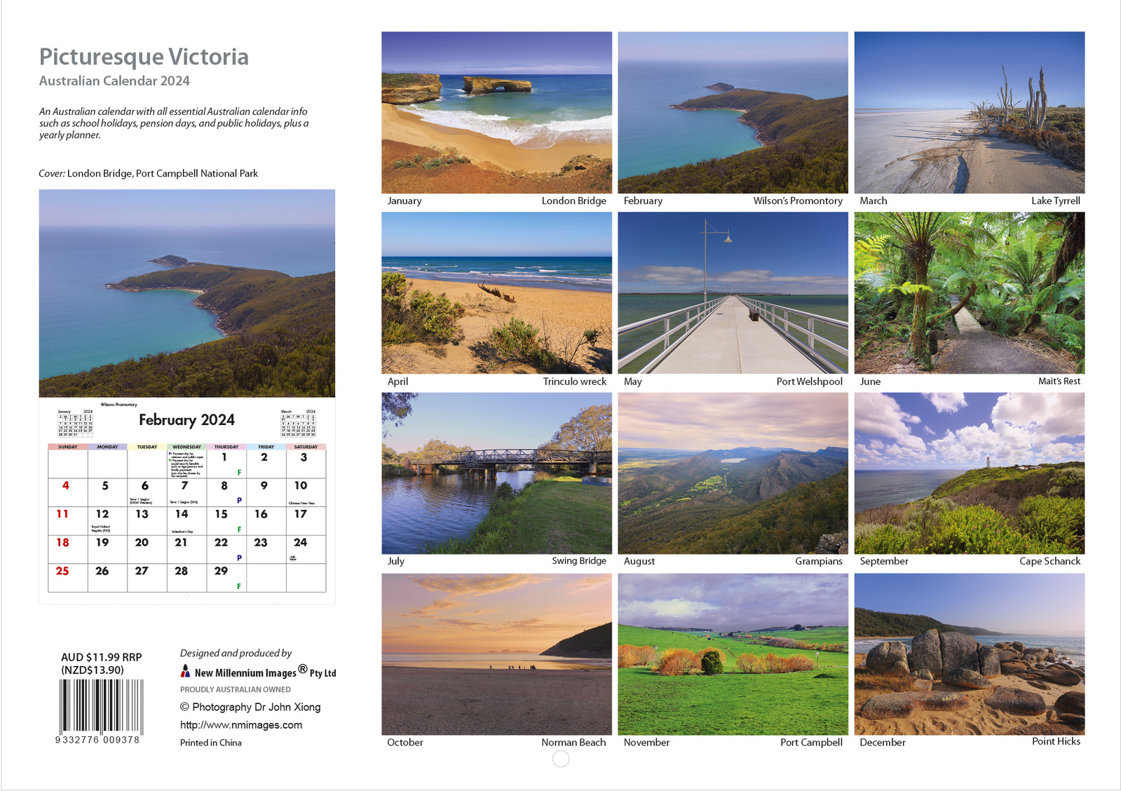2024 Calendar Picturesque Victoria Horizontal Wall by New Millennium Images