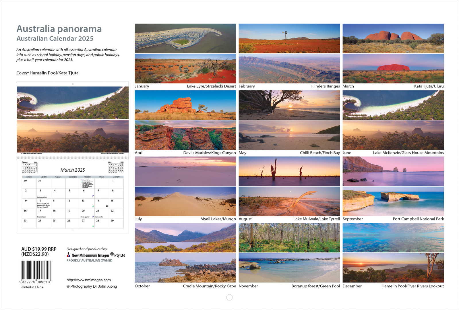 2025 Australia Panorama Large Wall Spiral Calendar by New Millennium Images