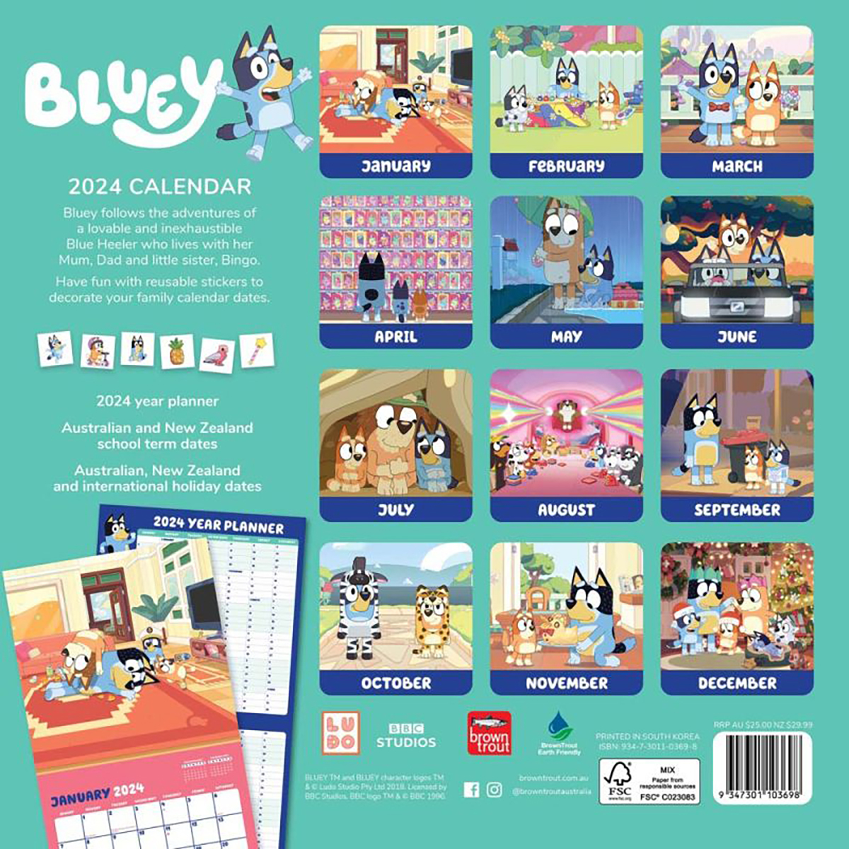 Bluey 2024 Square Wall Calendar By Browntrout bluey-2024-square-wall-calendar-by-browntrout