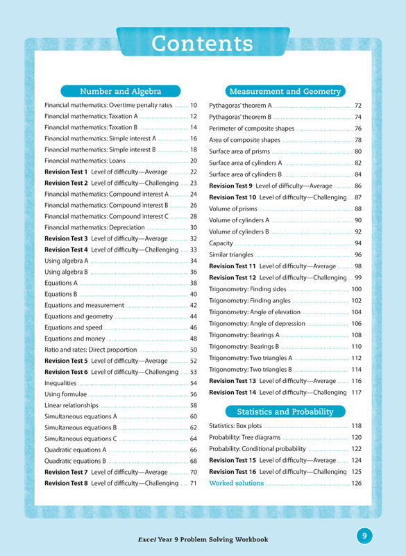 excel year 9 problem solving workbook pdf