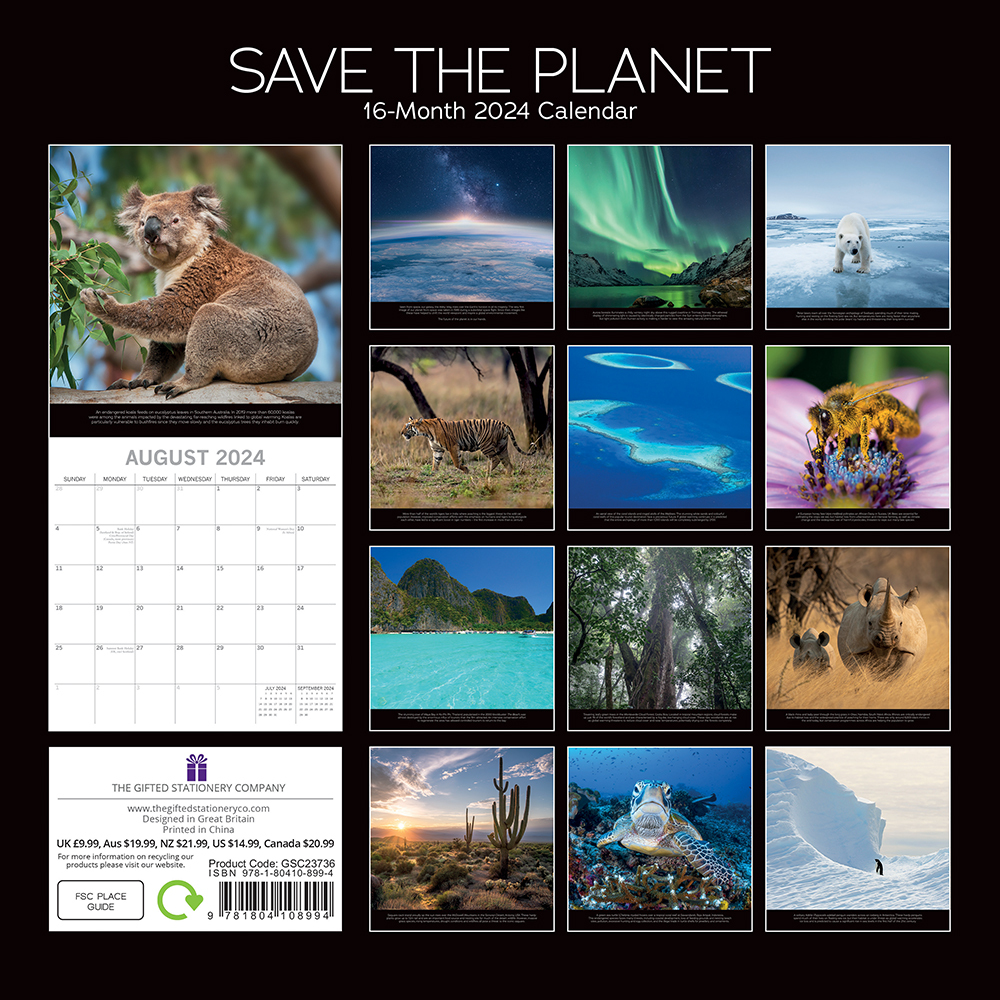 2024 Calendar Save the Planet Square Wall by The Gifted Stationery