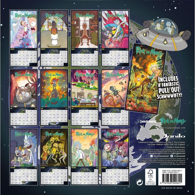 Rick and Morty Official 2020 Square Wall Calendar by Danilo, free Post