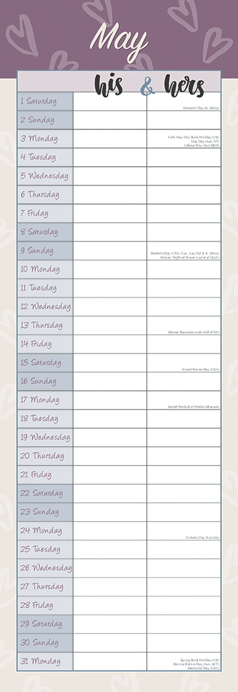 2021 Calendar His & Hers Slimline Wall GSC20156 | eBay