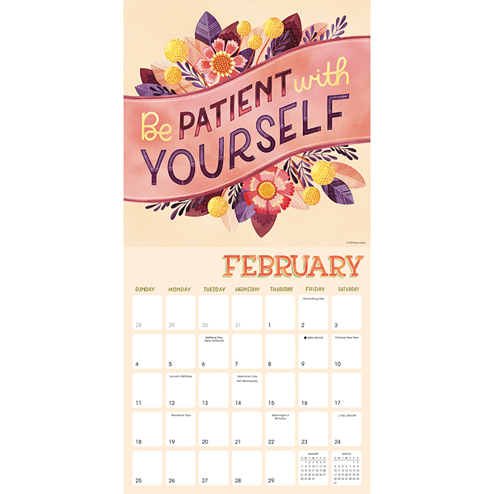 Mindful Messages 16Month 2024 Square Wall Calendar by Becca Cahan