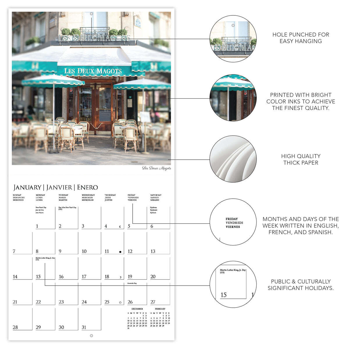 A Parisian Life 2024 Square Wall Calendar by Graphique de France
