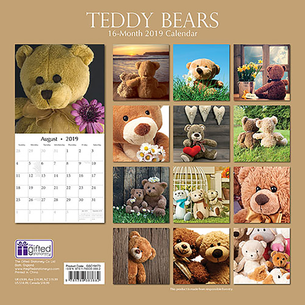 Teddy Bears 2019 Square Wall Calendar (Gifted Stationery) Free Postage