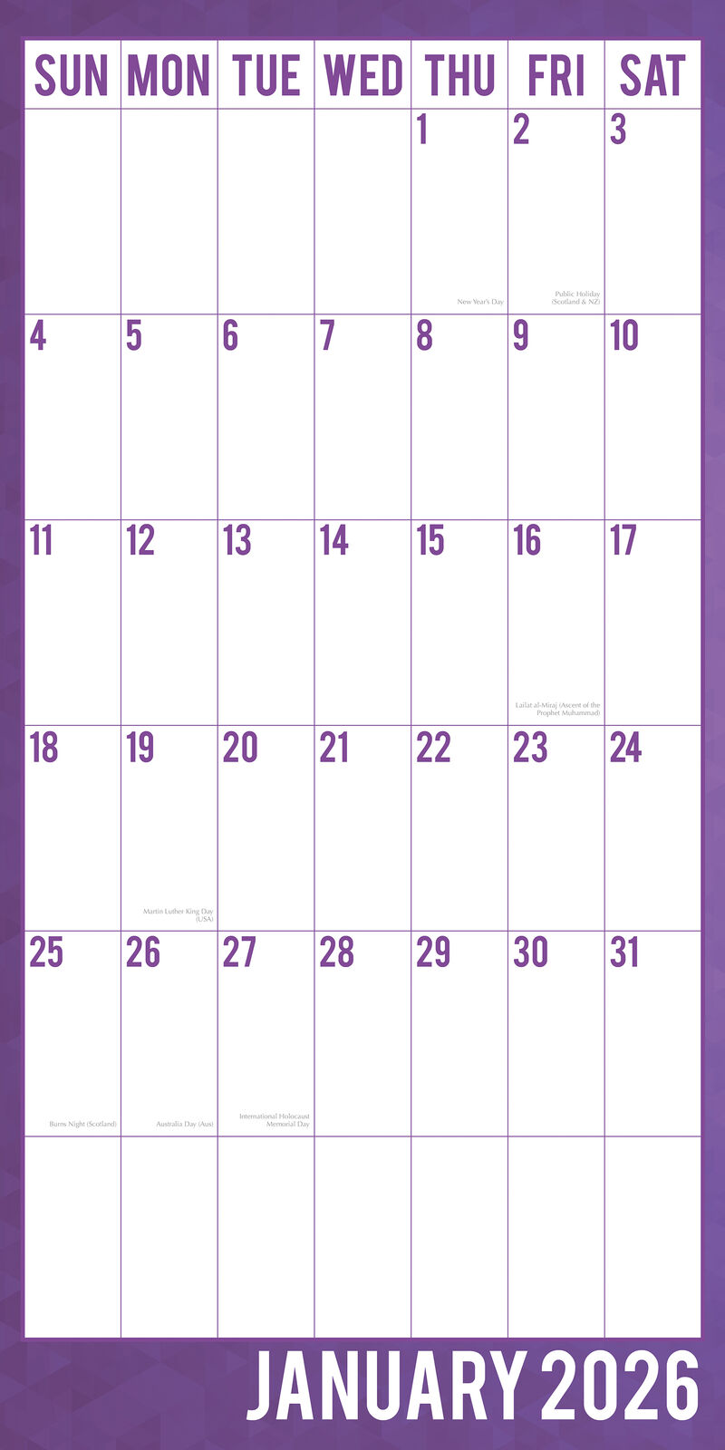Large Print Calendar 2026 Square Wall Calendar