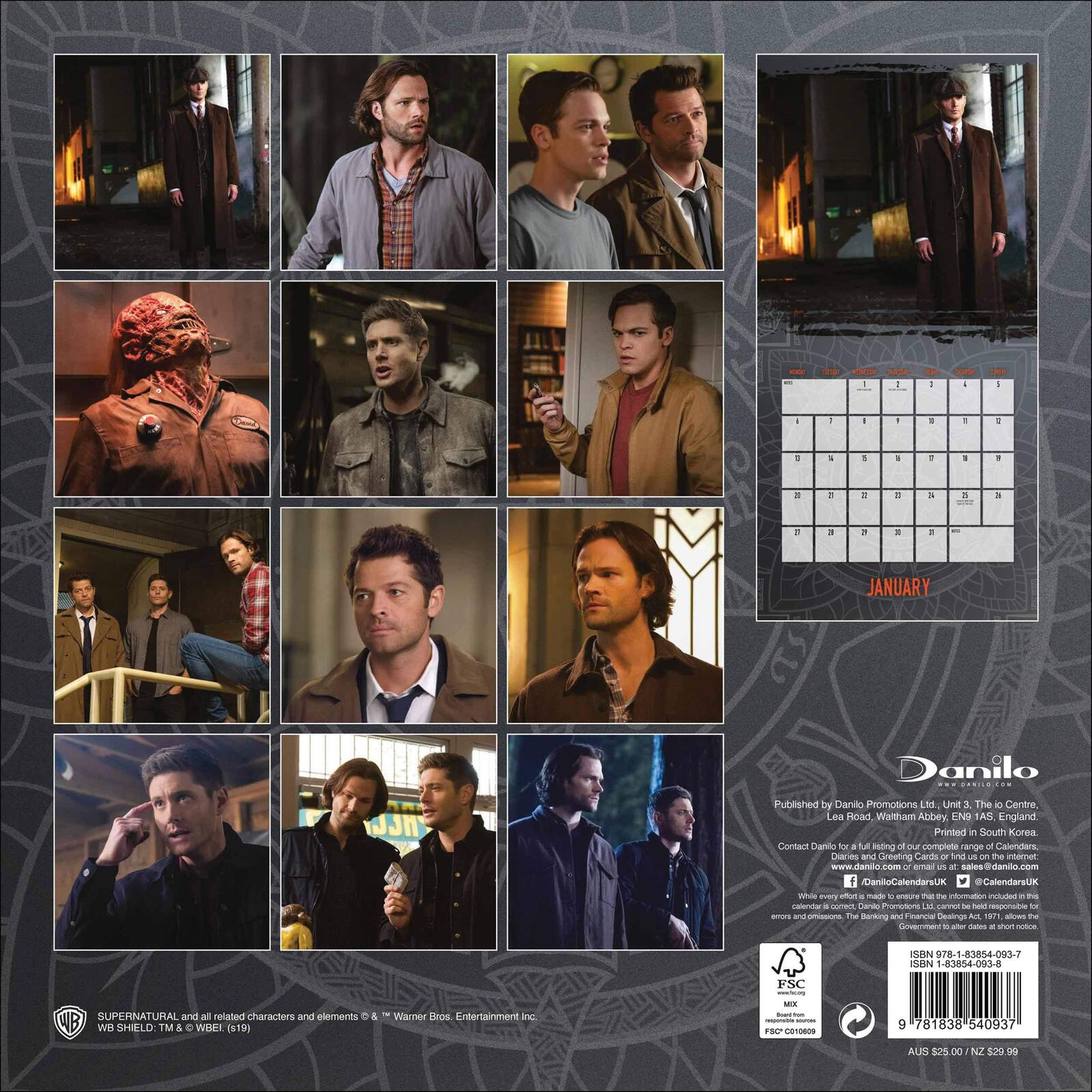 Supernatural Official 2020 Square Wall Calendar by Danilo eBay