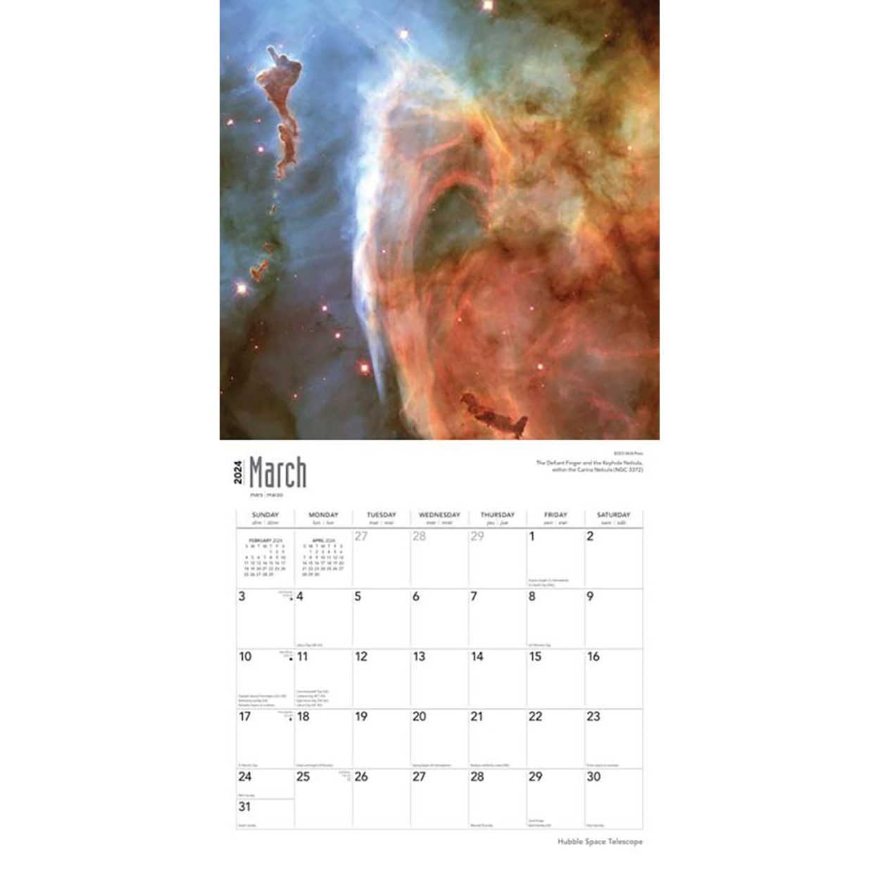 Wall　2024　Telescope　by　Hubble　16-Month　Calendar　Space　Square　Browntrout