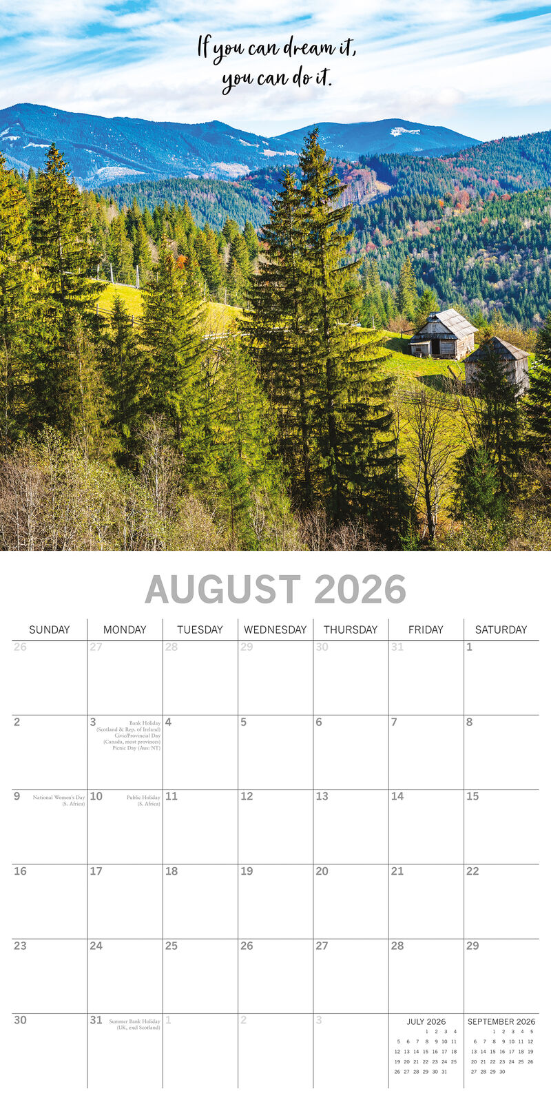 Inspiration 2026 Square Wall Calendar