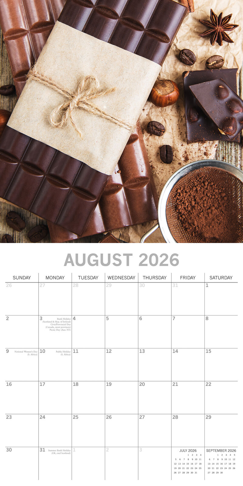 Chocolate 2026 Square Wall Calendar