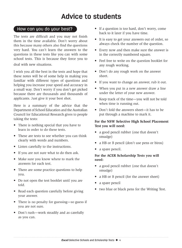 Selective school test essay topics image