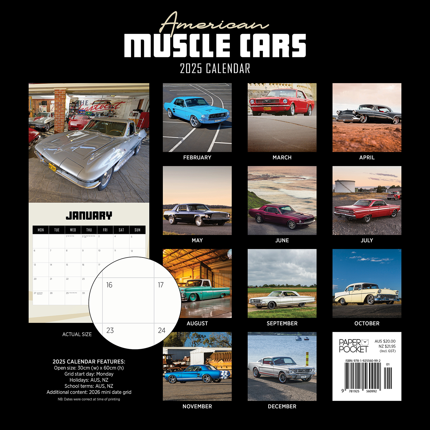 2020-american-muscle-cars-square-wall-calendar-by-paper-pocket-17070-paper-pocket-universal