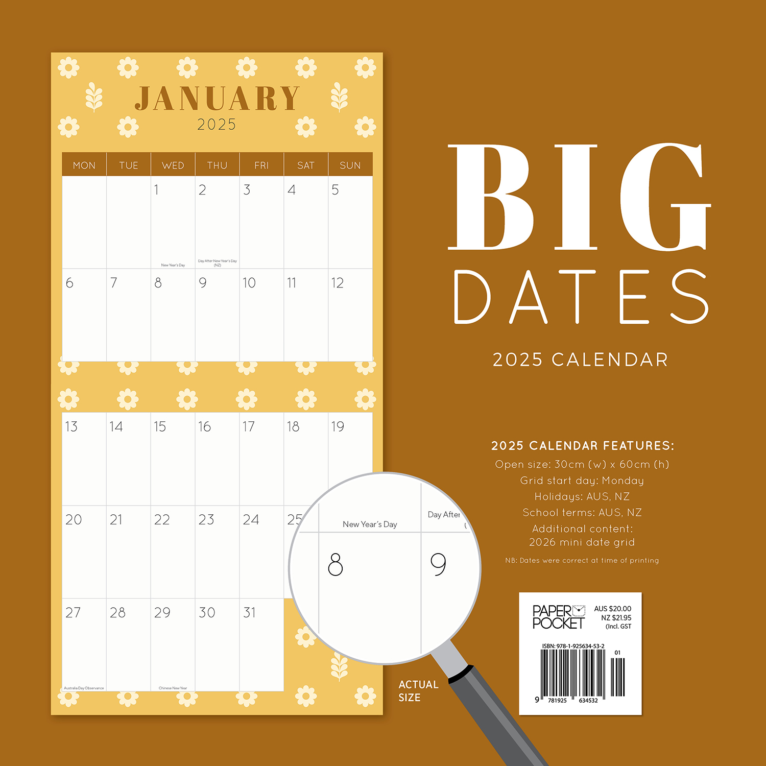 2020 big dates easy to see square wall calendar by paper calendar square