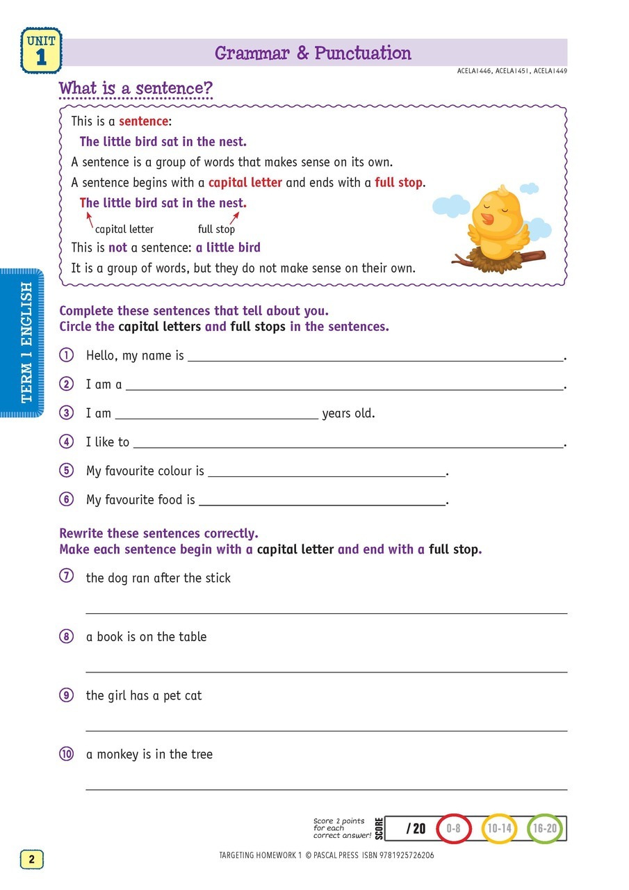 Targeting homework year 1 big w picture