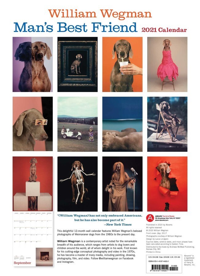 2021 Calendar William Wegman Man's Best Friend Square Wall AM44051