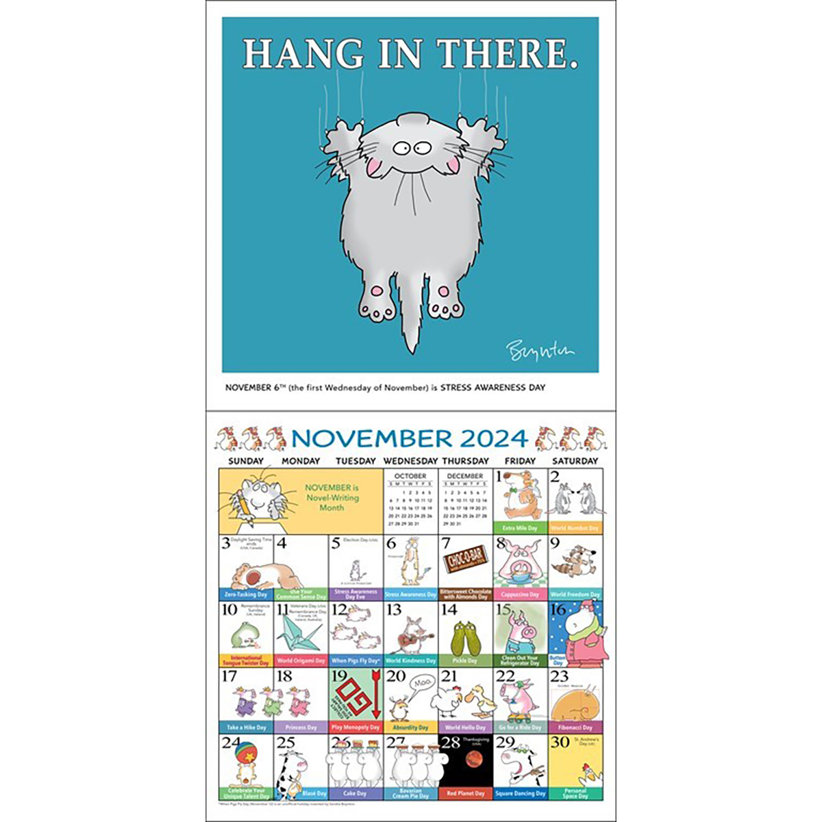 Sandra Boynton's Every Day's a Fabulous Holiday 2024 Square Wall Calendar