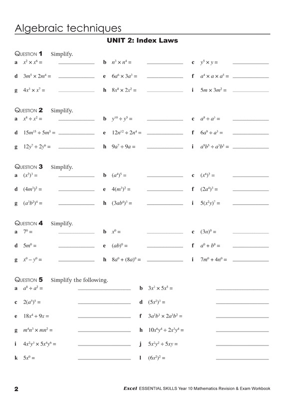 excel essential skills mathematics revision exam