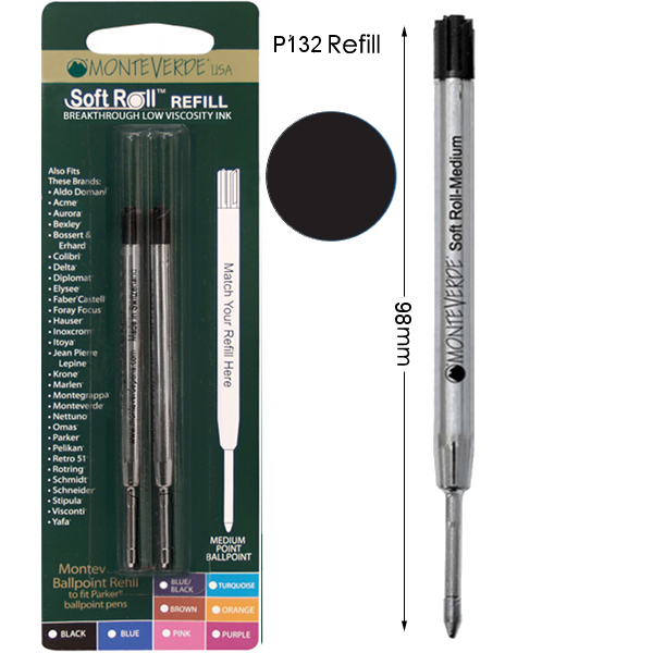 Ballpoint Refill Fits Parker Pens Extra Fine BLACK P112BK Pack of 2 by