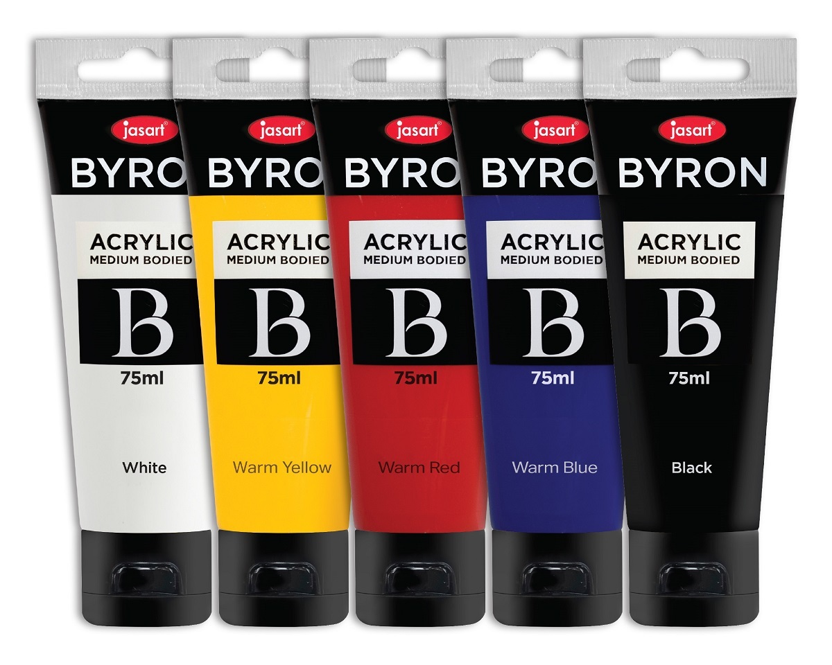 Jasart Byron Set of 5 Acrylic Paint Tubes Warm Primary Colours 75ml