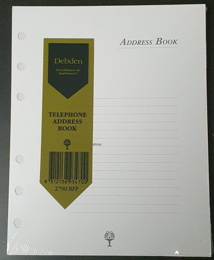 Debden 6 Ring Binder Telephone Address Book Refills 12 x 15cm