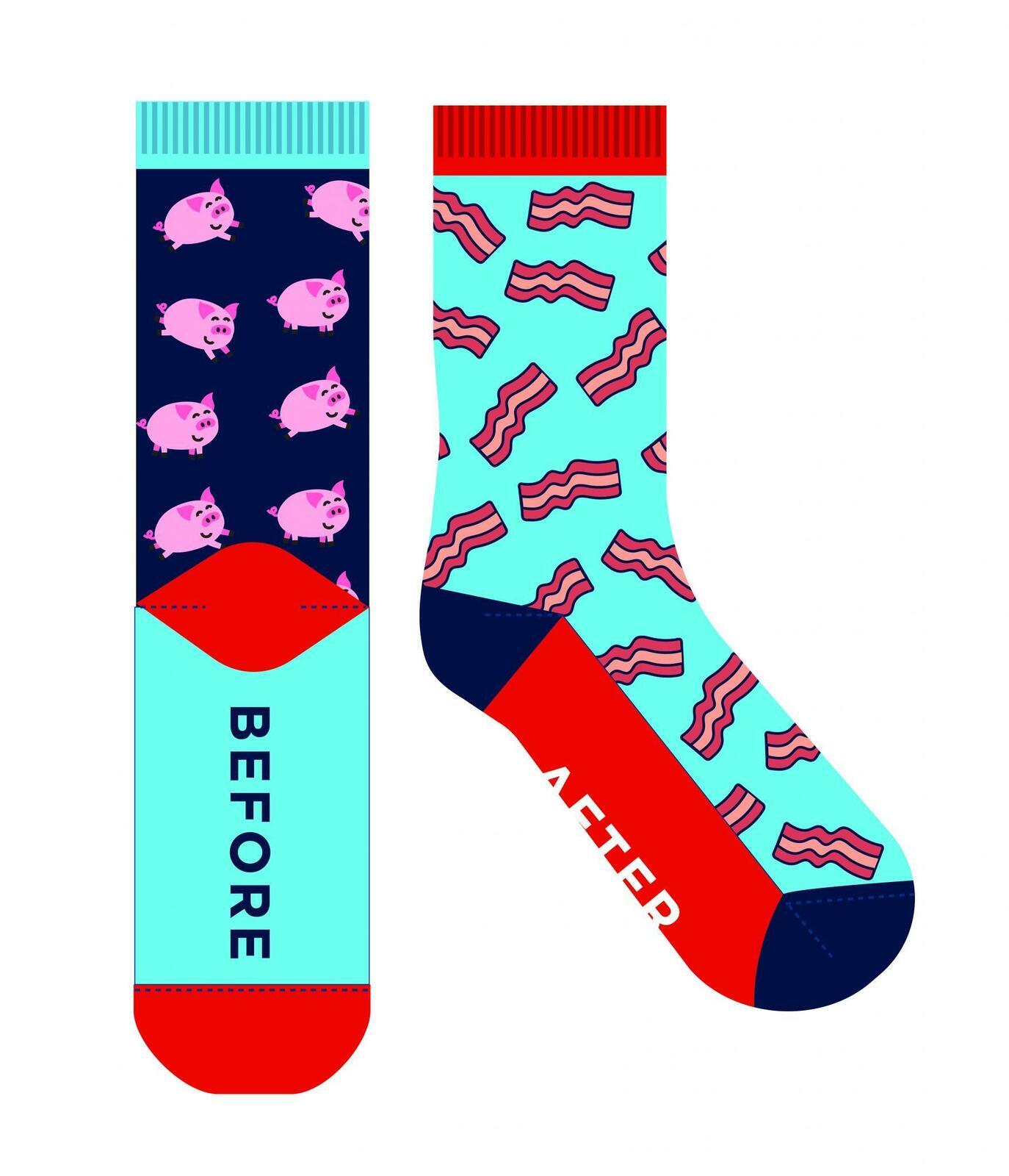 Frankly Funny Novelty Socks Men Women One Size Fits Most Odd Pigs And Bacon E7091