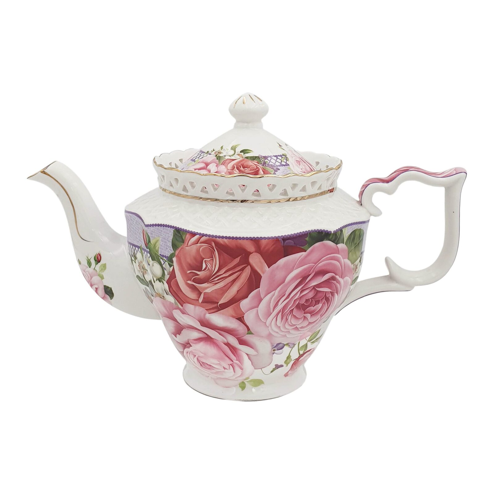 Teapot Pink Rose Teapot, Fine Bone China, Great Gift for Home PNC