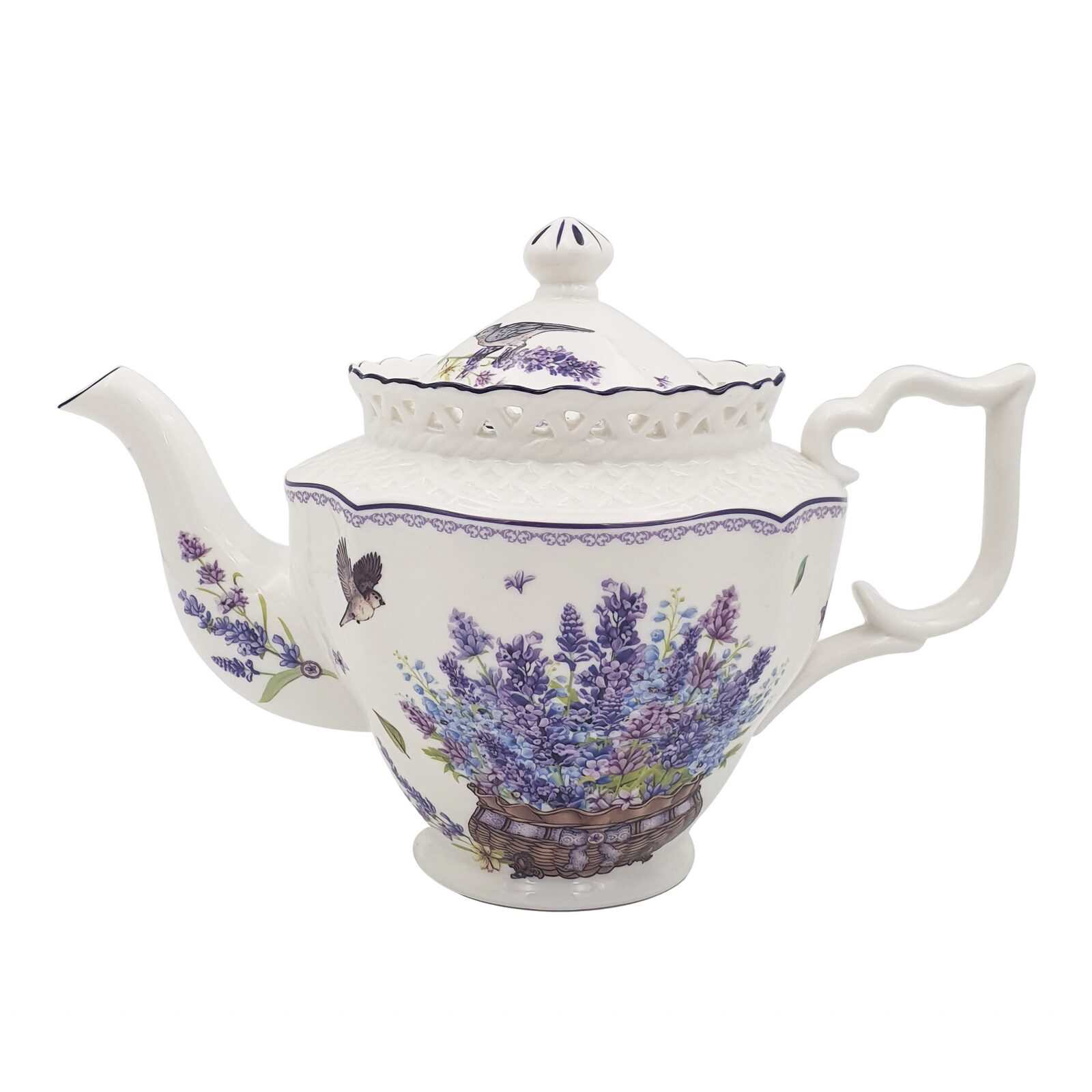 Teapot Vintage Lavender Teapot 1L, Fine Bone Chinaware, Great Gift