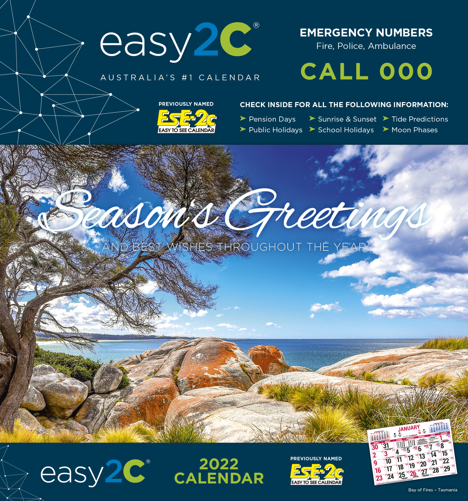 2022 Calendar Easy2C Magnet, Ese-2C Easy To See 4278