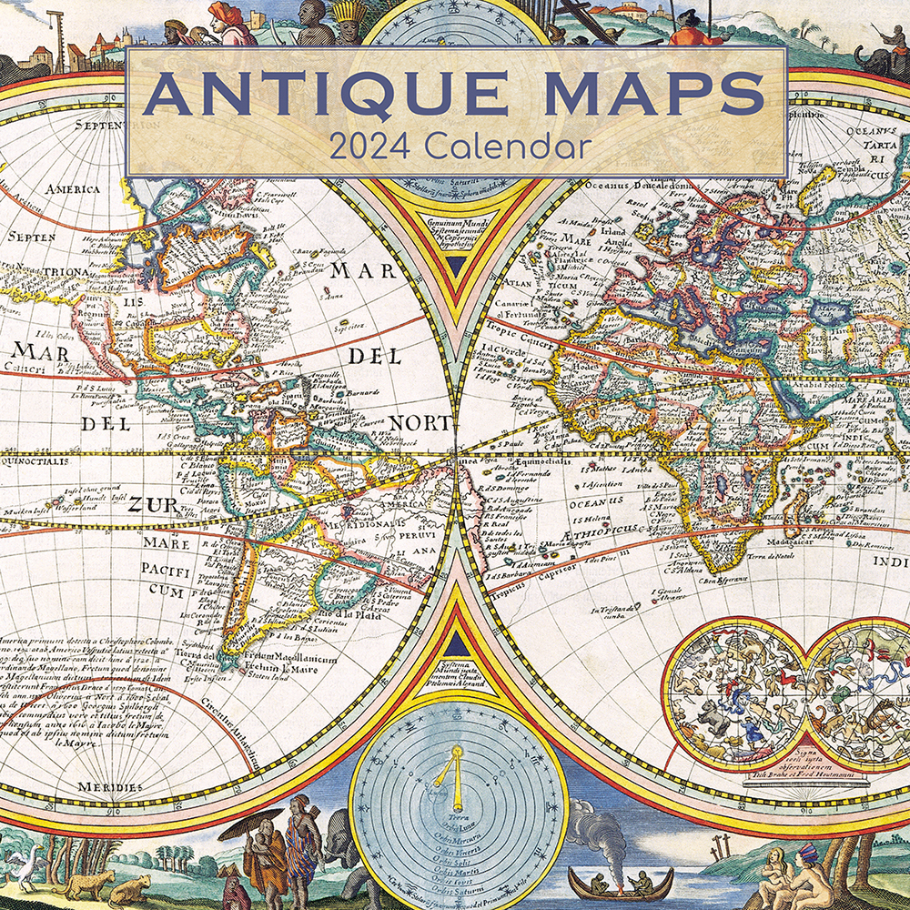 2024 Calendar Antique Maps Square Wall by The Gifted Stationery