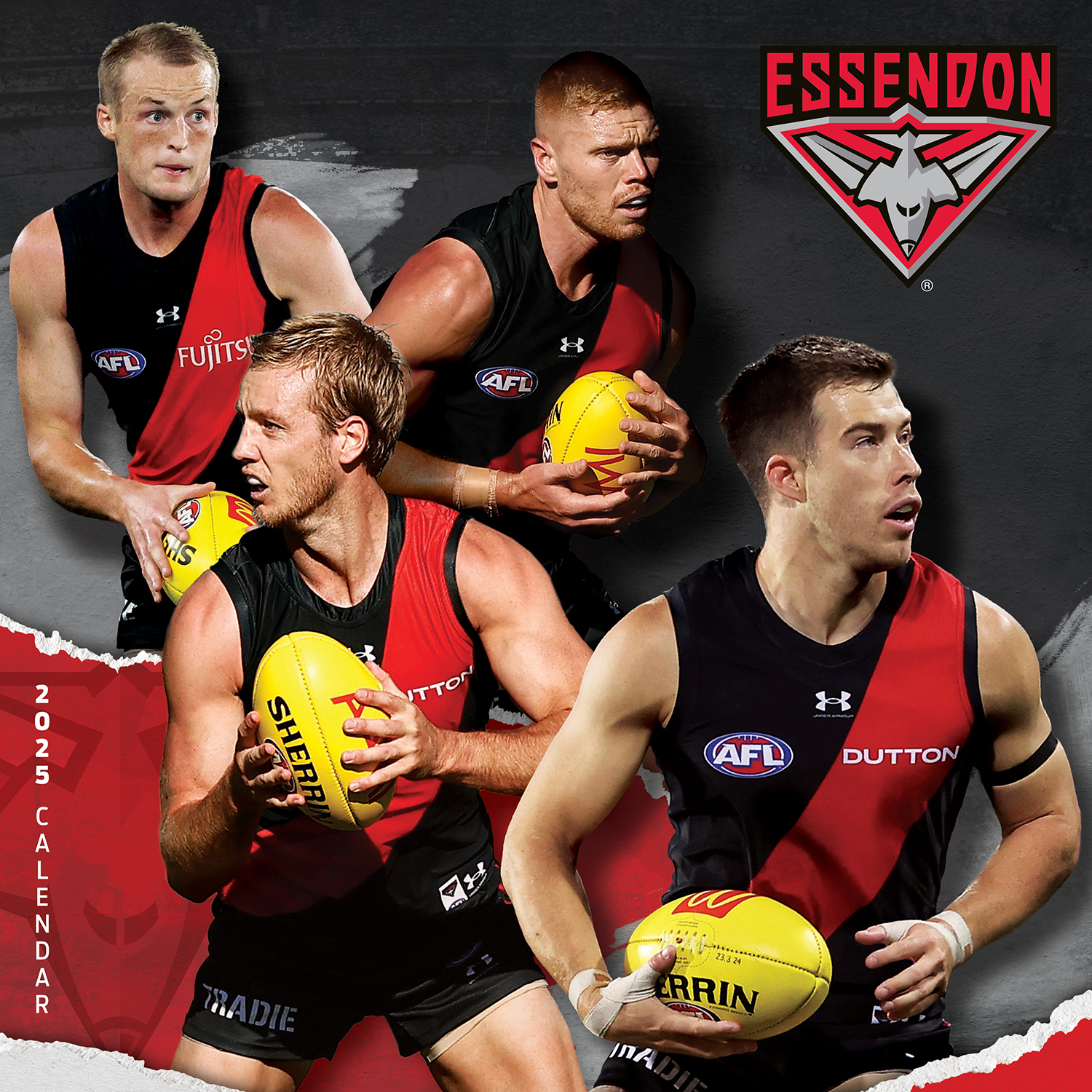 AFL Essendon Bombers 2024 Square Wall Calendar by Paper Pocket