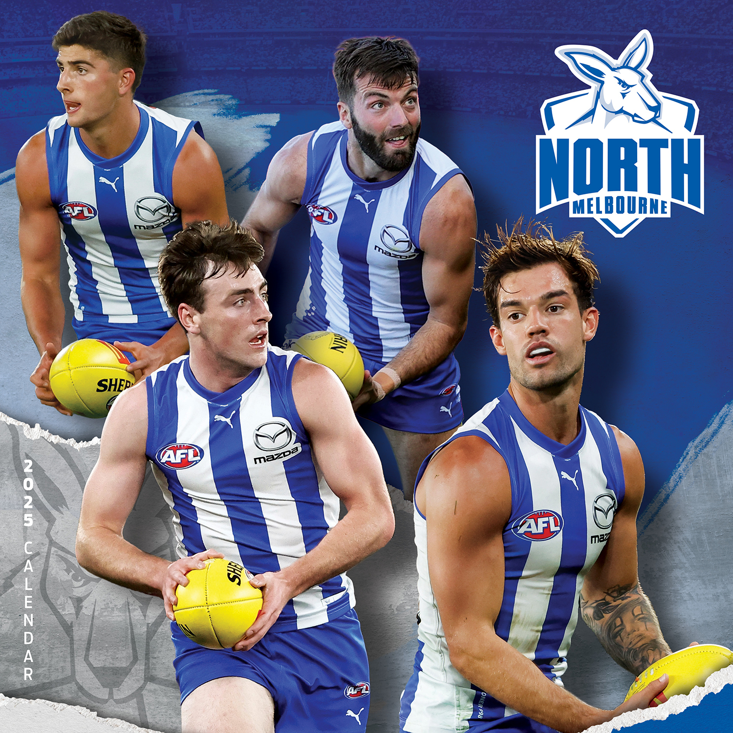 AFL North Melbourne Kangaroos 2024 Square Wall Calendar by Paper Pocket