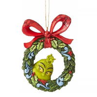 Grinch by Jim Shore Hanging Ornament 9cm Grinch With Wreath, Whitehill 6006571