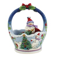 Heartwood Creek Figurine 20.5cm Christmas Basket With 4 Ornaments, Whitehill 6009603Q