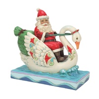 Heartwood Creek Figurine 17.5cm Santa Riding Swan, Whitehill 6010824