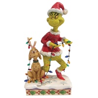Grinch by Jim Shore Figurine 21cm Grinch & Max Wrapped In Lights, Whitehill 6010779