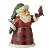 Heartwood Creek Figurine 12.5cm Pint Sized Buffalo Plaid Santa, Whitehill 6011480