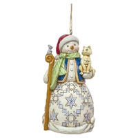 Heartwood Creek Hanging Ornament 11.5cm Snowman With Cat, Whitehill 6011498