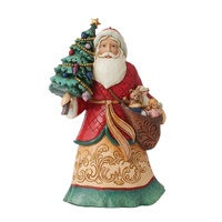 Heartwood Creek Figurine 20.5cm Santa with Tree and Toy Bag, Whitehill 6012904
