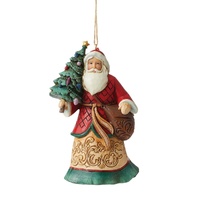 Heartwood Creek Hanging Ornament 12cm Santa with Tree and Toybag, Whitehill 6012973