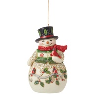 Heartwood Creek Hanging Ornament 11.5cm Snowman With Cardinal, Whitehill 6015542