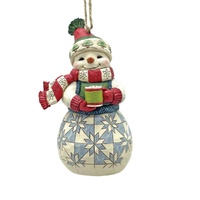 Heartwood Creek Hanging Ornament 11.5cm Snowman With Cocoa, Whitehill 6015543