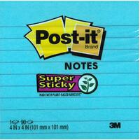 3M Post-It Notes Super Sticky Lined 100x100 Blue