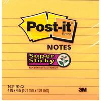 3M Post-It Notes Super Sticky Lined 100x100 Orange