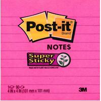 3M Post-It Notes Super Sticky Lined 100x100 Pink