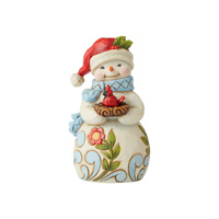 Heartwood Creek Figurine 8cm Snowman with Cardinal, 6006659