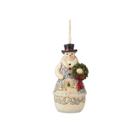 Heartwood Creek Hanging Ornament 11cm Snowman with Wreath, 6009498